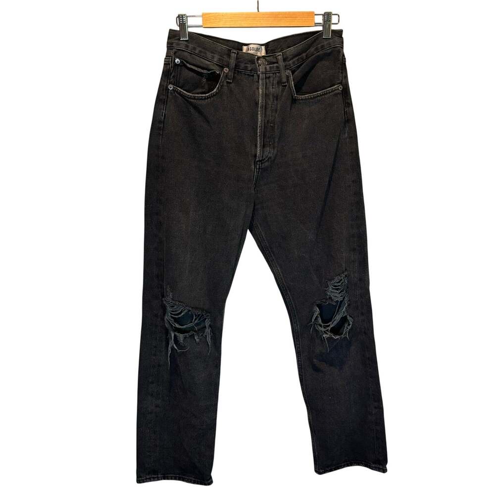 Agolde Washed Black 90's Jeans with Busted Knees - size 26